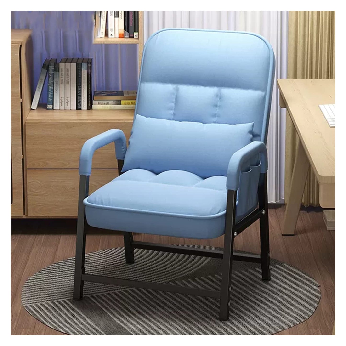 Modern Velvet Reclining Armchair - Tub Chair for Living Room & Dining Steel e Sofa Seating for Adults Ele Home Decor Accent Fur