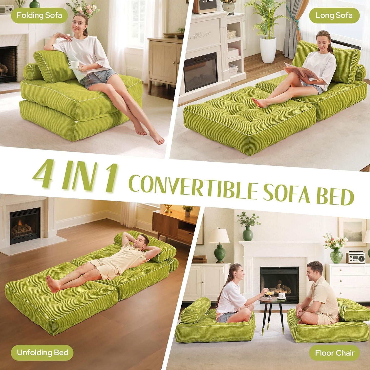 HABUTWAY Folding Sofa Bed,Convertible Sleeper Chair Bed w/2-Pillow & Handle