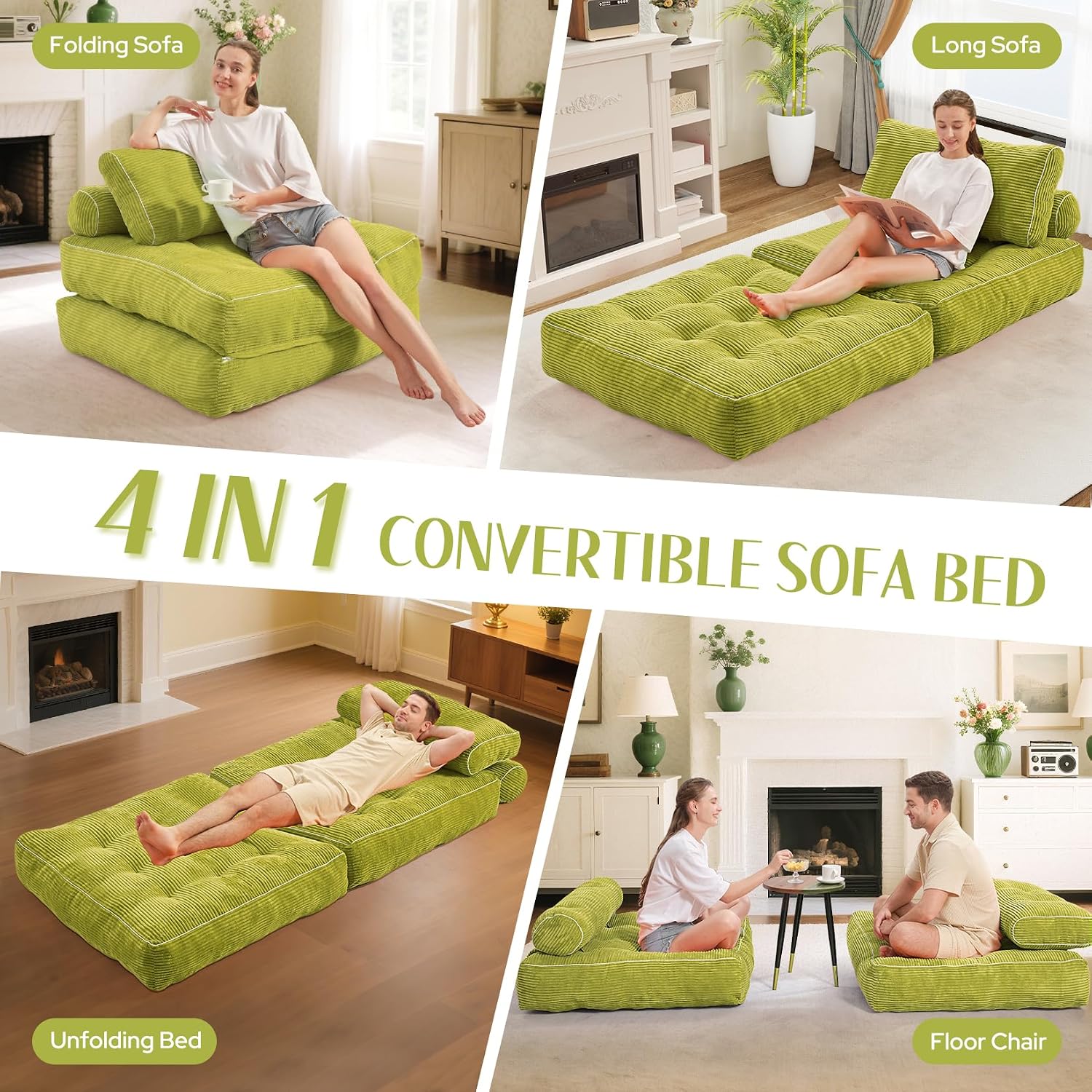 HABUTWAY Folding Sofa Bed,Convertible Sleeper Chair Bed w/2-Pillow & Handle