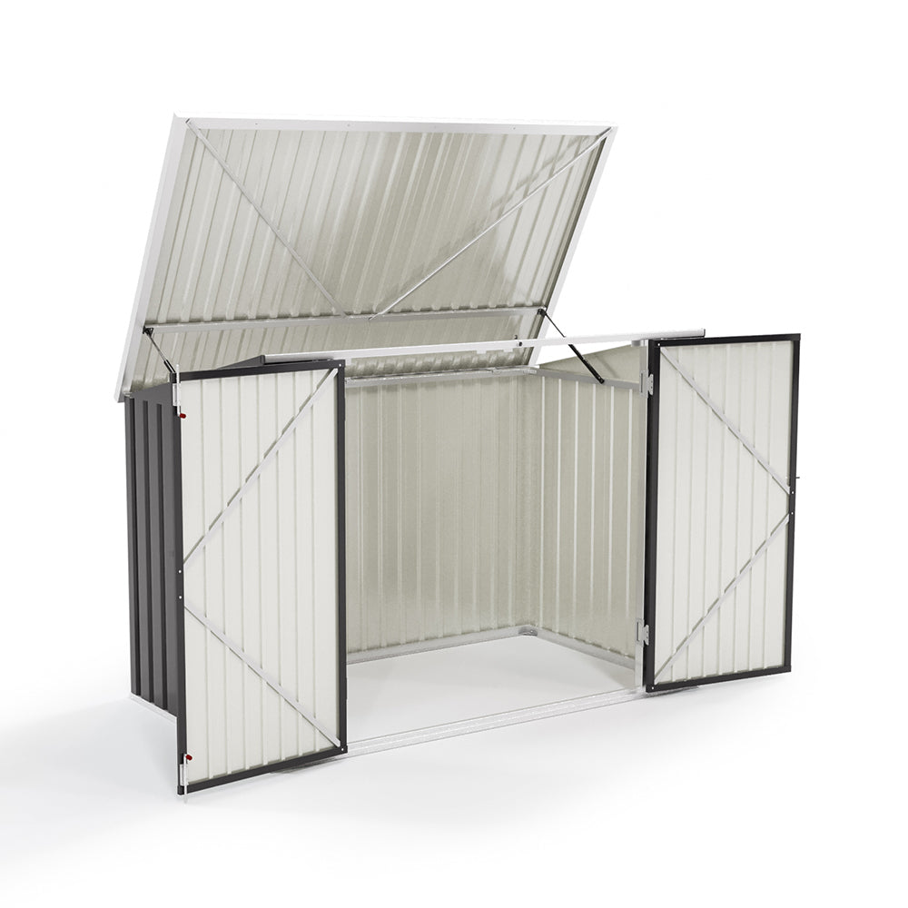 7x3ft Charcoal Black/Green/Grey Lockable Steel Garden Storage Shed