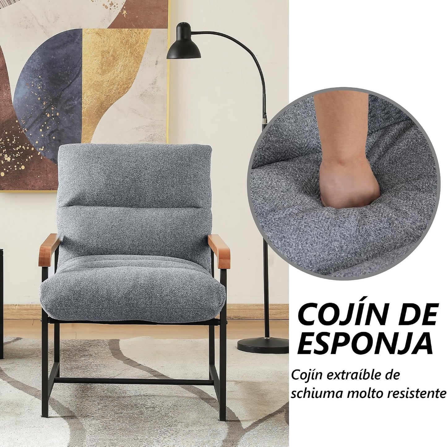 Soft Padded Armchair Cocktail Chair Single Sofa for Bedroom & Office table Upholstered Loun Chair Perfect for Leisure & Relaxat