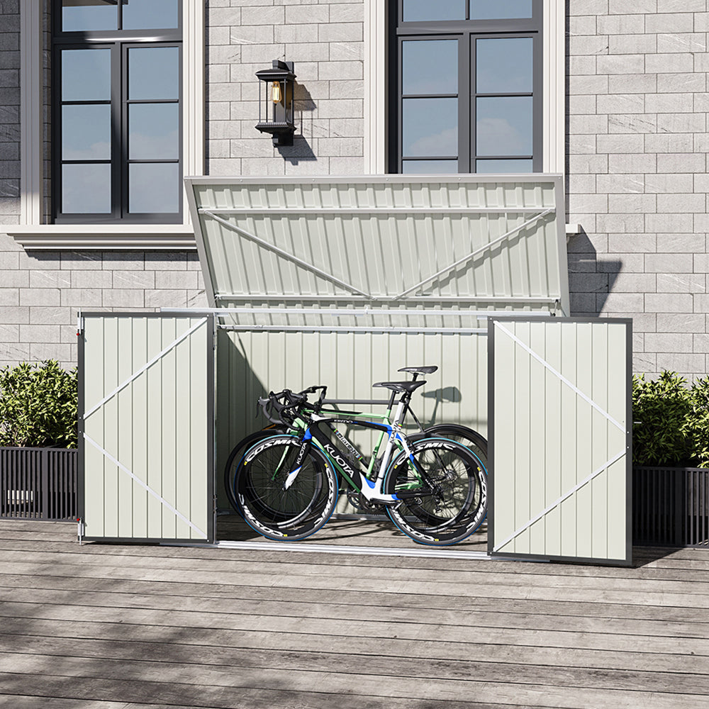 7x3ft Charcoal Black/Green/Grey Lockable Steel Garden Storage Shed